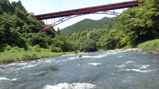 神代橋下流のコンクリート塊